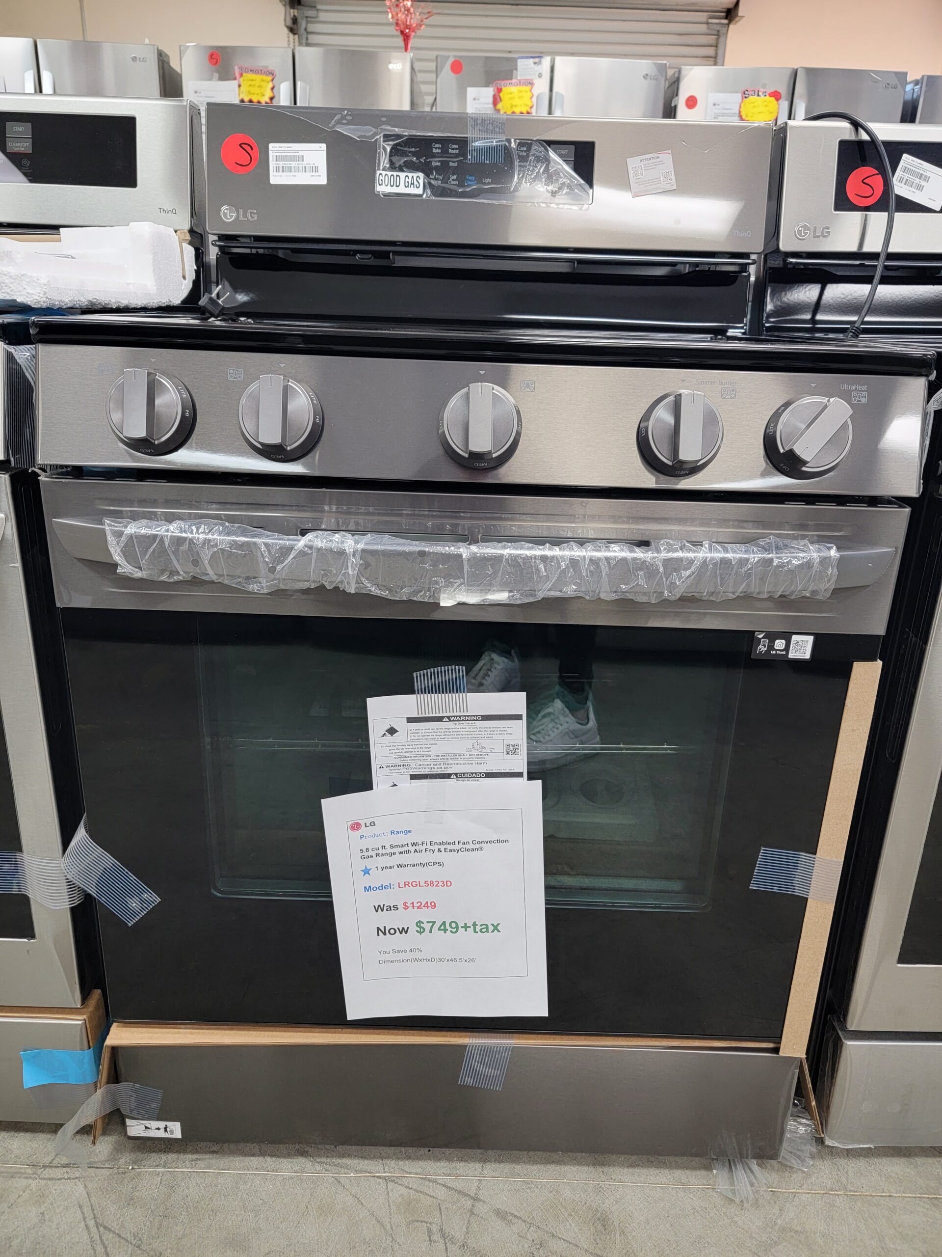 LG Gas Range with Air Fry & EasyClean - LRGL5823S