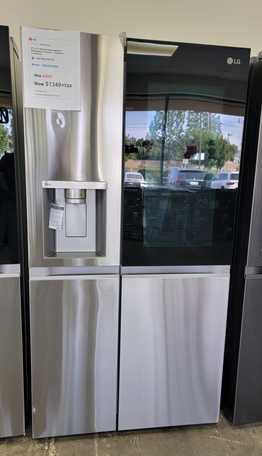 27 cu. ft. SideBySide InstaView Refrigerator Craft Ice, Cubed Ice