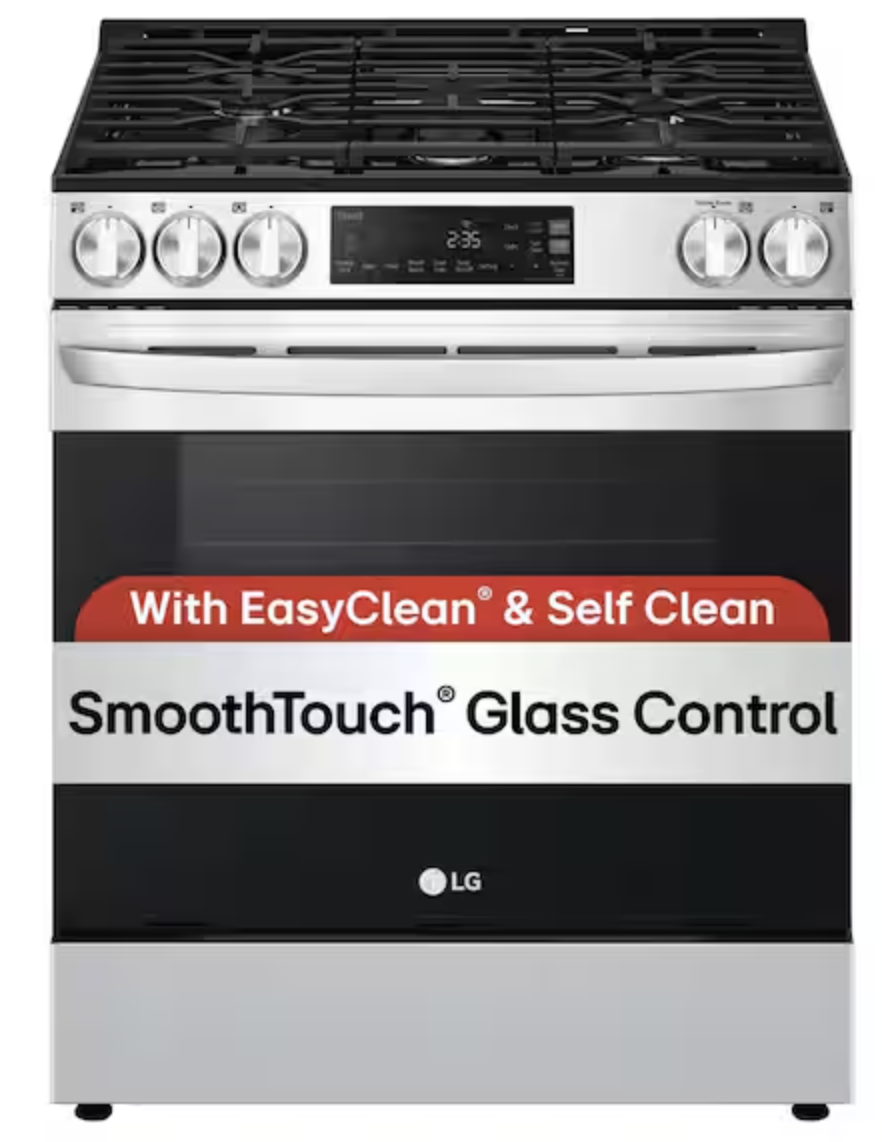 Deskeen 2026-06-12 at 09.58.31 AM@2x LG 5.8 cu.ft. Gas Single OvenSlide-In Range, EasyClean plus Self Clean, ThinQ, Printproof StainlessSteel - Image 1