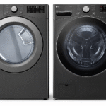 LG 4.5cu.ft. Ultra Large Capacity Front Load Washer in Black Steel/LG 7.4cu.ft. Ultra Large Capacity Gas Dryer