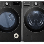 LG 4.5cu.ft. Ultra Large Capacity Front Load Washer-Black Steel/LG 7.4cu.ft. Ultra Large Capacity Smart Wi-Fi Enabled Front Load Gas Dryer with TurboSteam and Built-In Intelligence